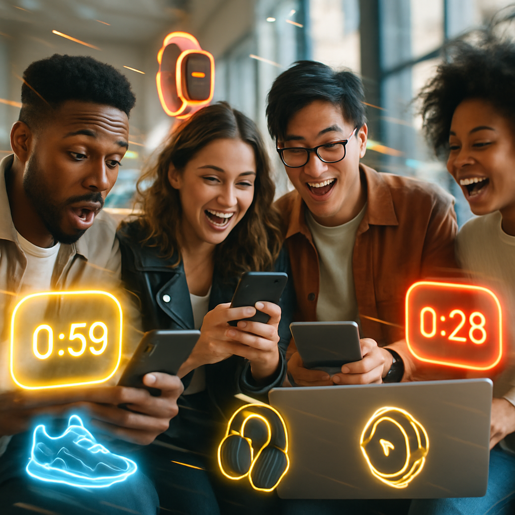 Person shopping on mobile device with flash sale deals